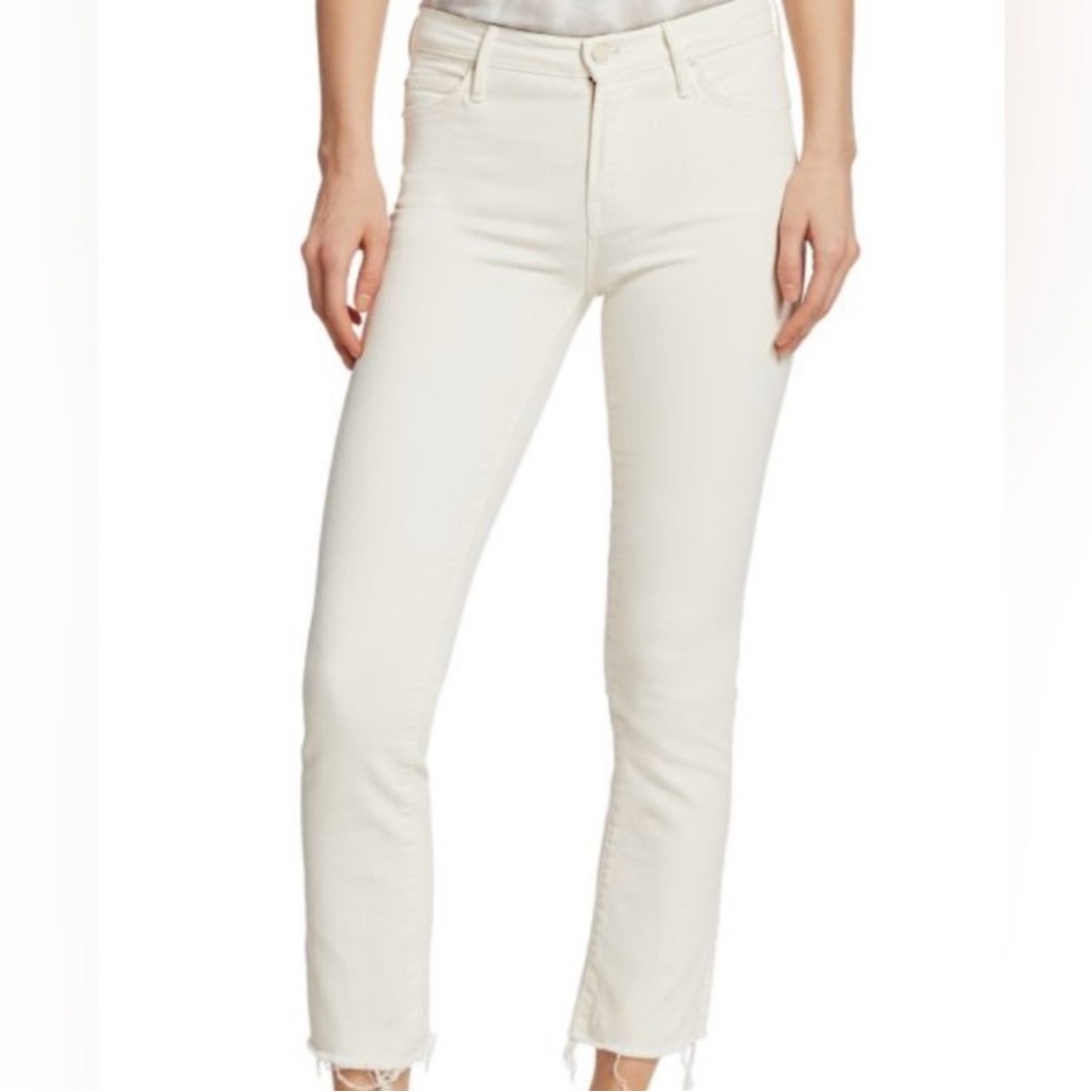 MOTHER Off-White Slim Straight Jeans